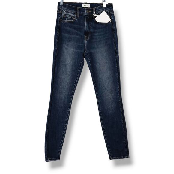Pistola Aline High Rise Skinny Ankle Jeans Leather Piping Dark Wash NWT 26x27 - Picture 3 of 11